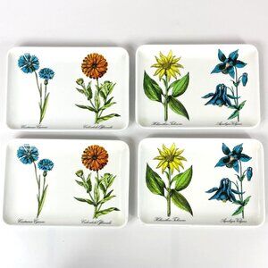 Mebel Italy Rectangular Trays Floral Botanical WildFlowers Set of 4